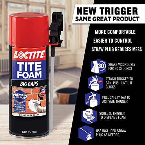 Loctite Tite Foam PU sealant(White), Expanding Foam for large gaps filling, keeps dust and pests aways, DIY dries fast, waterproof no shrinkage easy application doors PVC pipe bathroom, AC ducts 340g (Image - 2)