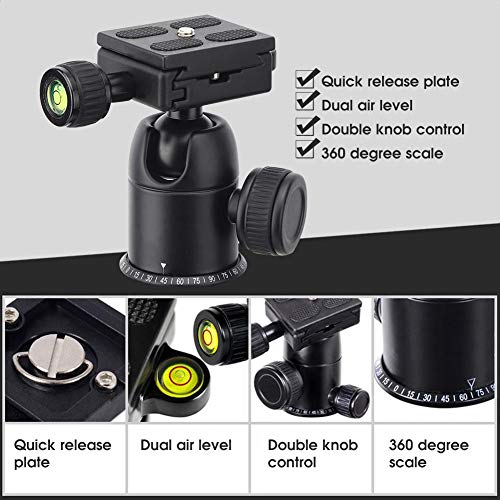 Fotostativ, leichte tragbare Aluminiumlegierung 5-teilige Kamera Fotostativständer mit Kugelkopf, 1/4 Zoll Schraube… – Bild 7