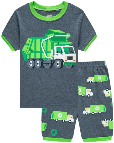 Little Boys Pajamas for Toddler Clothes Set Garbage Truck Sleepwear Short Sleeve 100% Cotton 2 Piece Kids Pjs Size 5t