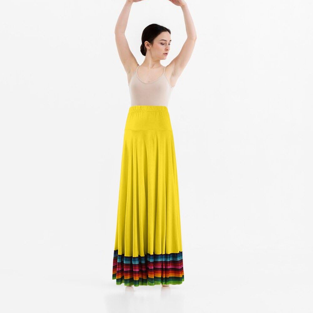 Gonna Danza Folcloristica Gonna Lunga Messicana Costume Spettacolo Spagnolo per Danza Popolare Messicana del Ventre Flamenco