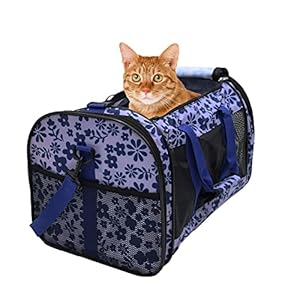 Soft-Sided Kennel Pet Carrier for Small Dogs, Cats, Puppy, Airline Approved Cat Carriers Dog Carrier Collapsible, Travel Handbag & Car Seat (Large: 19″ x 11″ x 11″, Floral Print Blue)