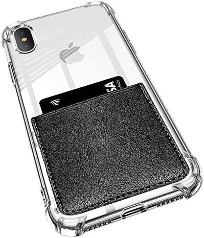 ANHONG iPhone X/XS Clear Case with Leather Card Holder, [Slim Fit] Protective Soft TPU Shockproof Case with Vegan Leather Card Holder for iPhone X （2017）/ iPhone Xs (2018) (Rose Gold)