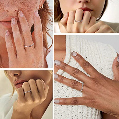 PROSILVER 925 Sterling Silver Rings for Women, 2mm/3mm Wedding Band, Dainty Triple Rings, Cuban Link, Celtic Knot, X Cross Rings, Comfort Fit, #4-#12, Boxed3