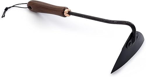 Barebones Azada triangular - Azada de acero inoxidable - Herramientas de jardinería japonesas para deshierbe, mango largo y azada de mano