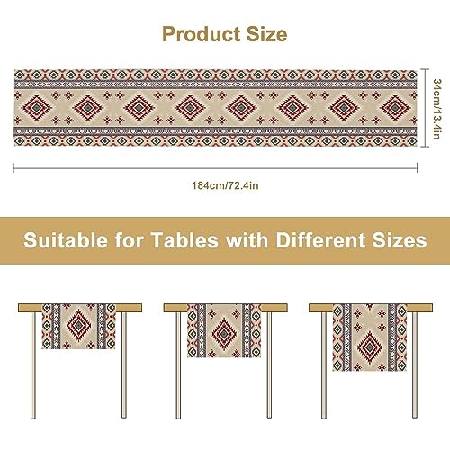 Image of Rustic Ethnic African Table Runner Vintage Tribal Aztec Southwestern Native American Runner for Kitchen Table Dining Room Coffe 13x72 inch