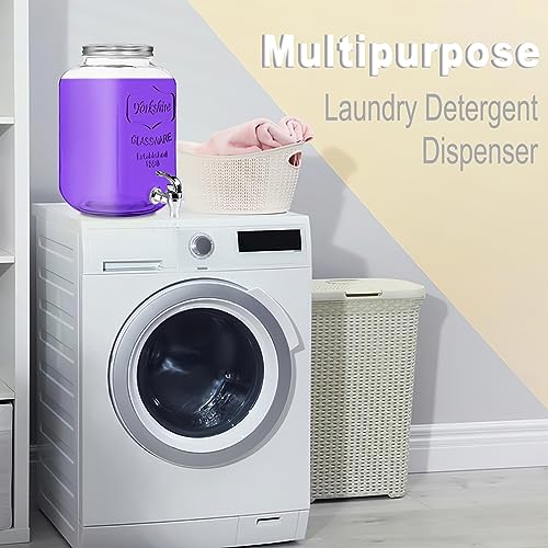 Amgkonp 1 Gallon Glass Drink Dispensers with Fruit Infuser,2 Pack Beverage Dispenser with Stainless Steel Lids and Chalkboard,Sun Tea Jar,Laundry Detergent Dispenser