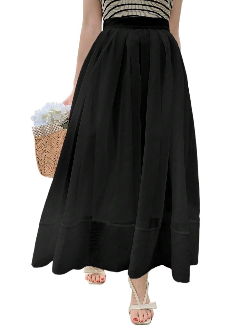 Womens Trendy Elegant Skirt Solid Color High Waist Long Skirt