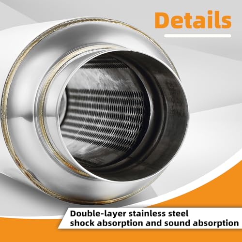 2.5" Inlet Resonator, A-KARCK Stainless Steel Polished 2.5" Inlet 2.5" Outlet 16" Overall Length Exhaust Resonator Muffler Straight Through Design by A-KARCK - Image 3