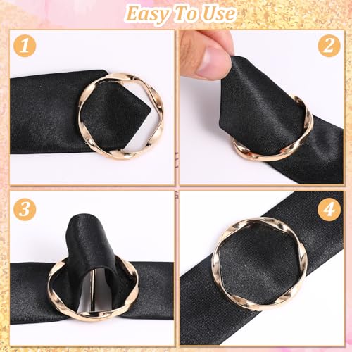 Image of Gjinxi 8PCS Scarf Ring Clip, Fashion Metal T-Shirt Tie Clips for Women's Clothes Corner Knotted, Round Scarf Corner Knotted Button for Loose Clothes Scarf Clasp Shawl Sweater