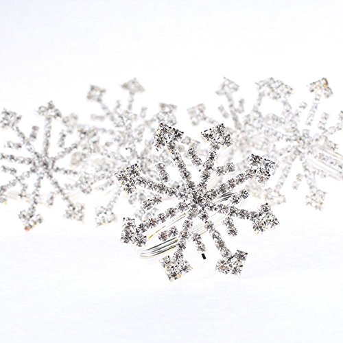 Group of 6 Sparkling Holiday Rhinestone Crytal Snowflake Napkin Rings for Embellishing a Holiday Table or Display