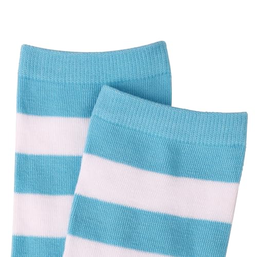 Image of DRESHOW 3 Pairs Thigh High Socks Striped Over Knee Thin Tights Long Stocking Knee High Leg Warmer