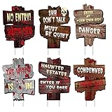 Halloween Yard Signs Decorations Stakes, 6 Pack Beware Signs Yard Warning Signs, 6 Pack Outdoor Lawn...