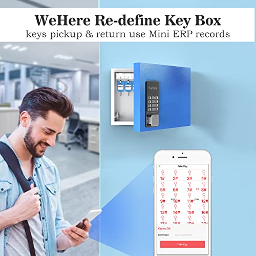WeHere SAFE16 Suporte de parede para caixa de bloqueio de chave, aplicativo Bluetooth/OTP/Wi-Fi/códi