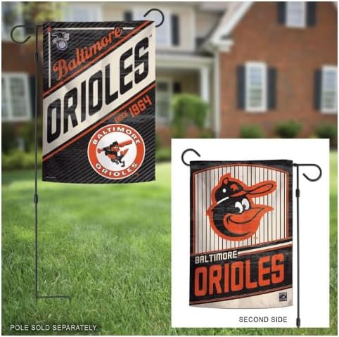 WinCraft BALTIMORE ORIOLES/COOPERSTOWN GARDEN FLAGS 2 SIDED 12.5"" X 18"", Beige, Orange, Black, White - Image 2