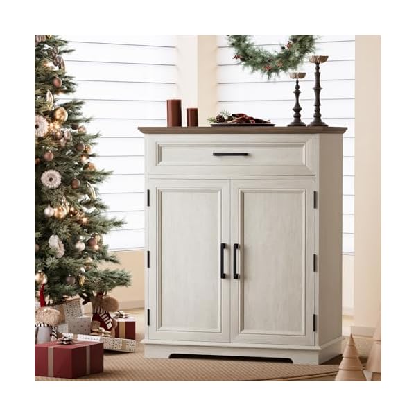 Kitchen storage cabinet with drawer buffet cabinet with storable door modern floor sideboard white freestanding cabinet for living room entryway dining room  urban country home decor