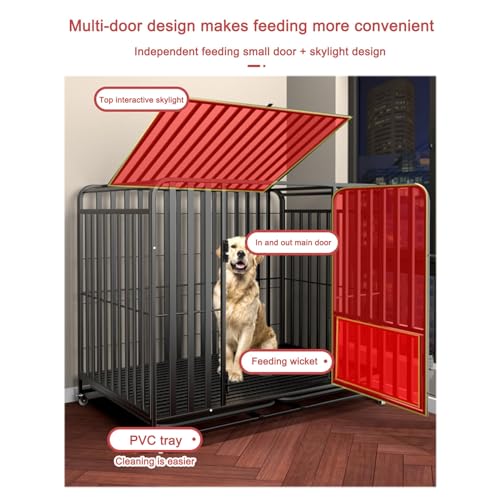 Jaula para perros de interior con bandejas extraíbles y ruedas bloqueables, jaula para mascotas para perros grandes y medianos