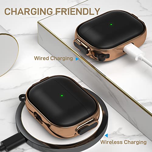 Image of Maxjoy for AirPods Pro 2nd /1st Generation Case with Lock, Cute AirPods Pro 2 Case Lock Protective Hard AirPod Pro Cover for Women Men with Keychain for Airpod Pro (2023 /2022 /2019), Black /Rose Gold
