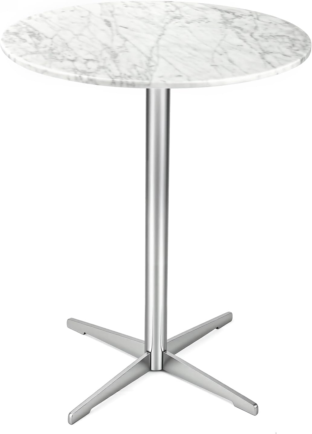 Round Marble Top Table with Sleek Metal Base – Natural Stone, Stylish Round Table & End Table, Ideal Side Table for Living Room, Bedroom or Office, Contemporary Coffee Table