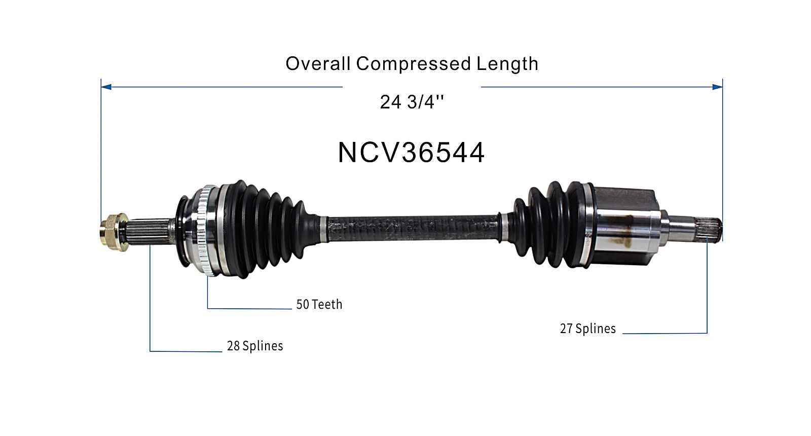 GSP NCV36544 CV - Assemblage d'arbre d'essieu - Avant droit (côté passager)