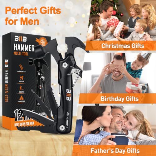BIIB Gifts for Men, 12 in 1 Hammer Multitool, Stocking Stuffers for Men - Image 2