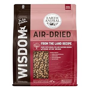 Earth Animal Wisdom Air Dried Dog Food | from The Land Recipe Premium Natural Dog Food | Venison, Beef, Bison | All Breeds & Ages | Made in The USA | 8 Pound Bag