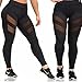 SOUTEAM Women's Mesh Workout Sports Pants Gym Yoga Leggings with Hidden Pocket (Large, Black)