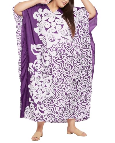 Image of Oussum Women Polyester Casual Long Plus Size Beach Caftan Cover Up Maxi Dress 1X-3X Summer Kaftan Dresses for Women