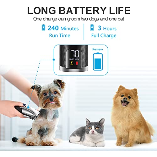 oneisall Dog Clippers Low Noise, 2-Speed Strong Power Dog Grooming Kit Rechargeable Cordless Shavers with Metal Blade… - Image 4