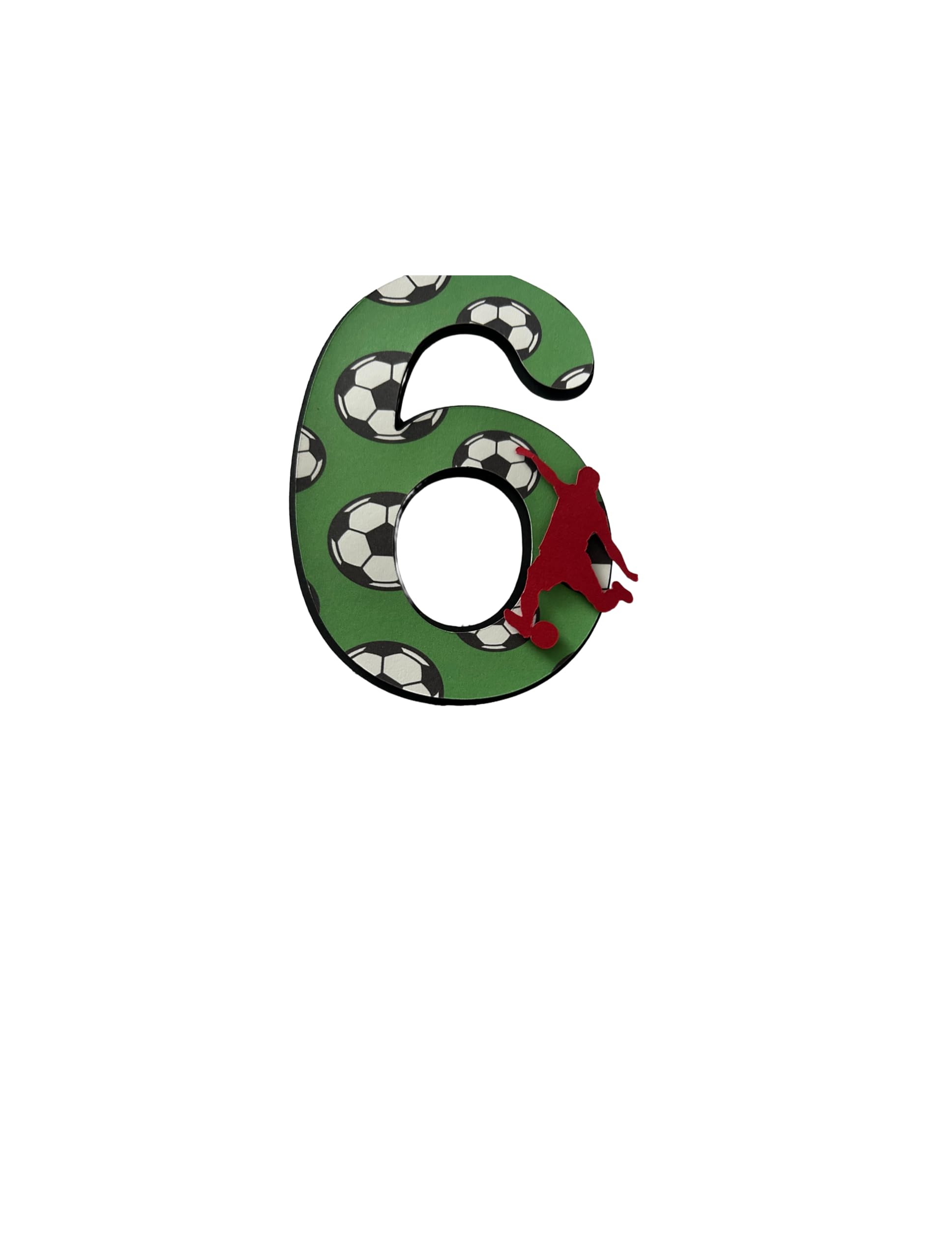 Number 6 Birthday Cake Topper (Green Football)