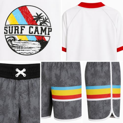 Image of iXtreme Boys Swim Set - 2 Piece Rash Guard Short Sleeve Swim Shirt and Boys Swim Trunks for Infants Toddlers & Big Boys