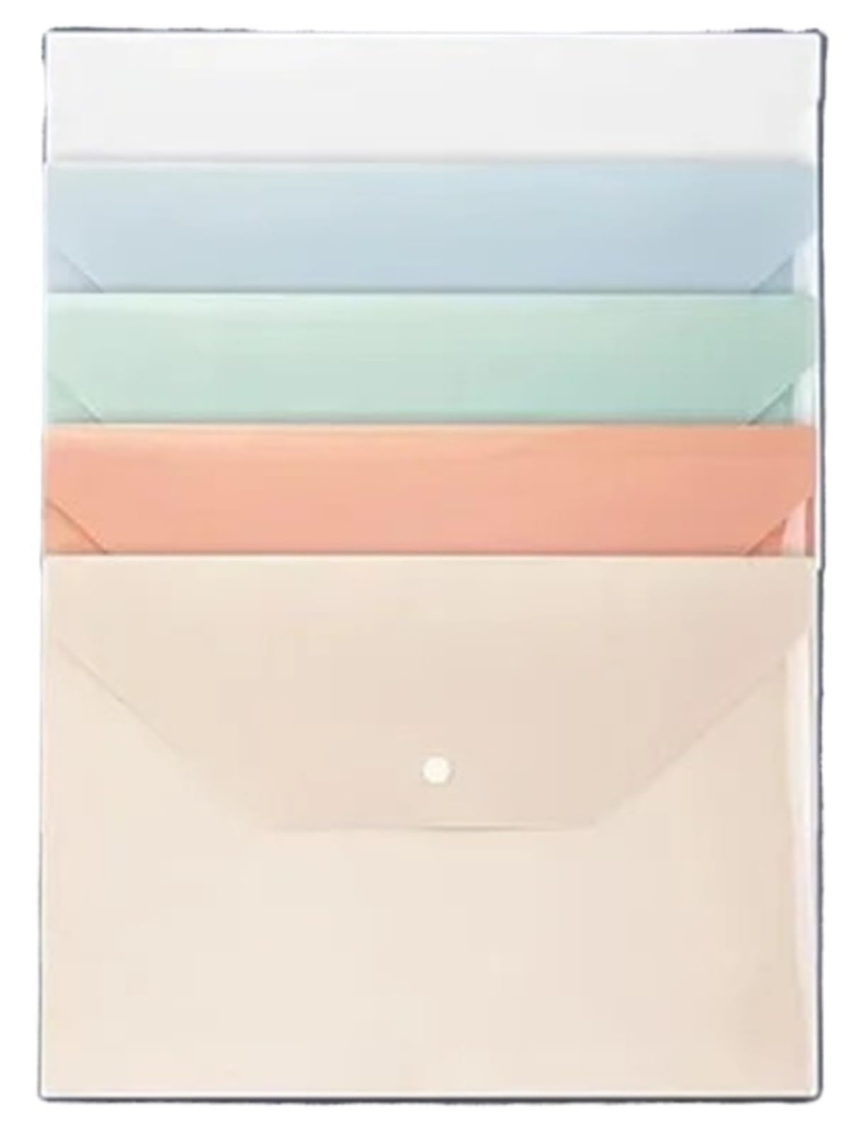 5Pcs Morandi & Macaron Color Clear Plastic Envelopes, Thickened Large Capacity Document Folder with Button Closure, A4 File Bags(Pink,Morandi Series 330mm*235mm)