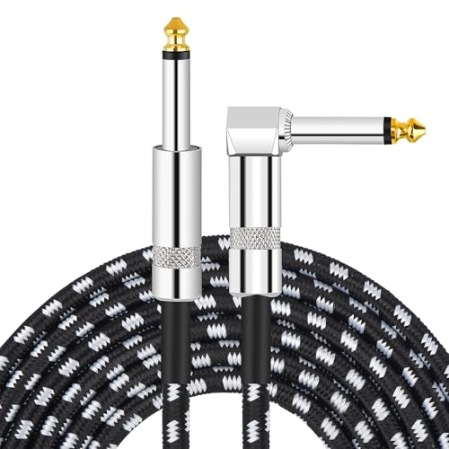 Xaspac JTX001 Guitar Cable,Guitar Instrument Cable,Bass Guitar Cable Guitar Cord 10Ft,6.35Mm Straight Curved Audio Cable cover