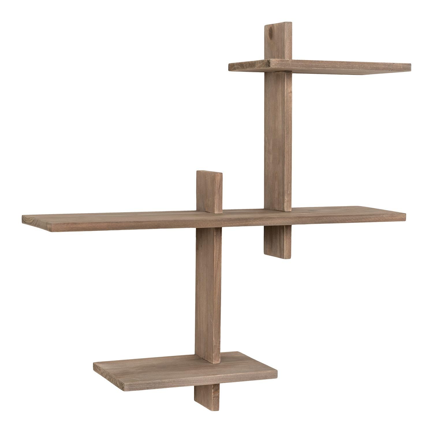 Mensola In Legno Di Pino Con Ganci Metallici - Scaffale Bianco 1 Ripiano Per Parete, Appendini Per Chiavi E Accessori, Arredo Casa Minimal - 5