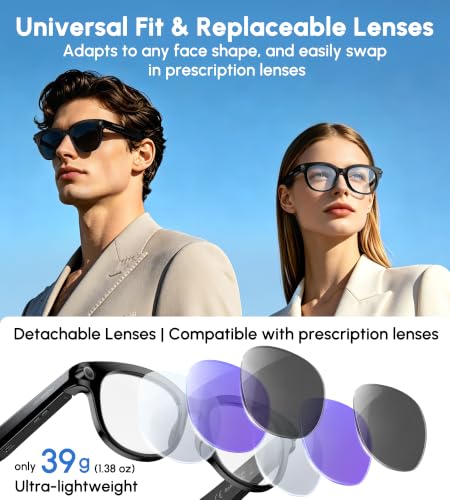 AI Smart Glasses with Camera, 4K 8MP Video Recording Glasses, 3‑Set Lenses - image 5