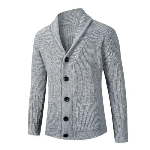 Men Sweaters Turn Down Collar Knit Cardigan Solid Single Breasted Casual Knitwear Sweatercoat2