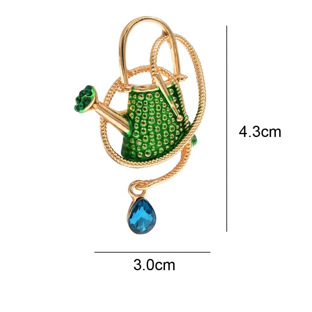 Metall-Brosche, Vintage-Stil, Wasser-Blumen-Kessel-Brosche, Kristall-Tropfen-Anhänger-Nadel