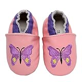 Krabbelschuhe Weicher Leder Babyschuhe 12-18Monate Lauflernschuhe Jungen Mädchen Babyhausschuhe mit Wildledersohlen, rutschfest Karikatur Mokassin Unisex Krabbelschuhe Hausschuhe