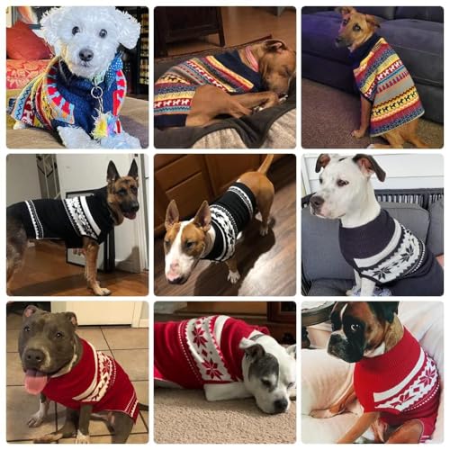 Image of Mihachi Dog Sweater - Winter Coat Apparel Clothes with Colorful Stripes for Cold Weather Medium