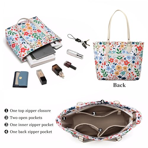 Image of Tote bags for women, tote purse, nylon tote bag, with zipper and pockets, waterproof