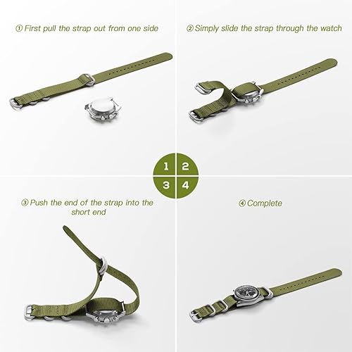 Miniatura 7 de Correas de reloj Correa de nailon balístico militar con hebilla pesada plateada de gama alta elección de ancho 0.709 in, 0.787 in, 0.866 in o