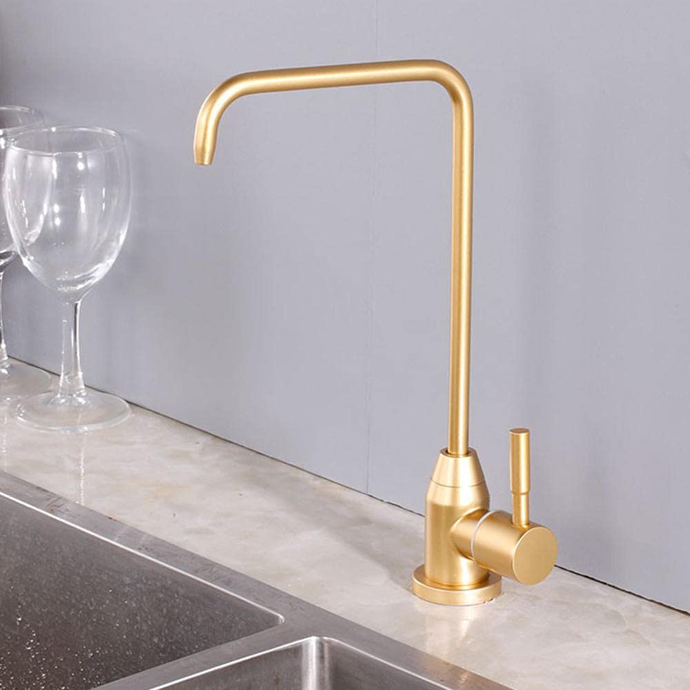 Grifo de Filtro de Agua, grifos de rotación de Bebidas Rectas de Acero Inoxidable Dorado para de filtrado de Agua-C
