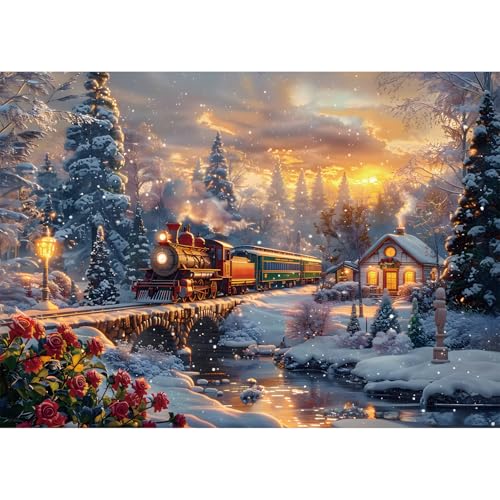 Yunlus Jigsaw Puzzles for Adults 1000 Pieces Christmas Puzzles Impossible Hard Difficult Challenging Puzzles for Adults Snowy Journey Winter Holiday Jigsaw Puzzle 1000 Pieces 28 x 20 inch