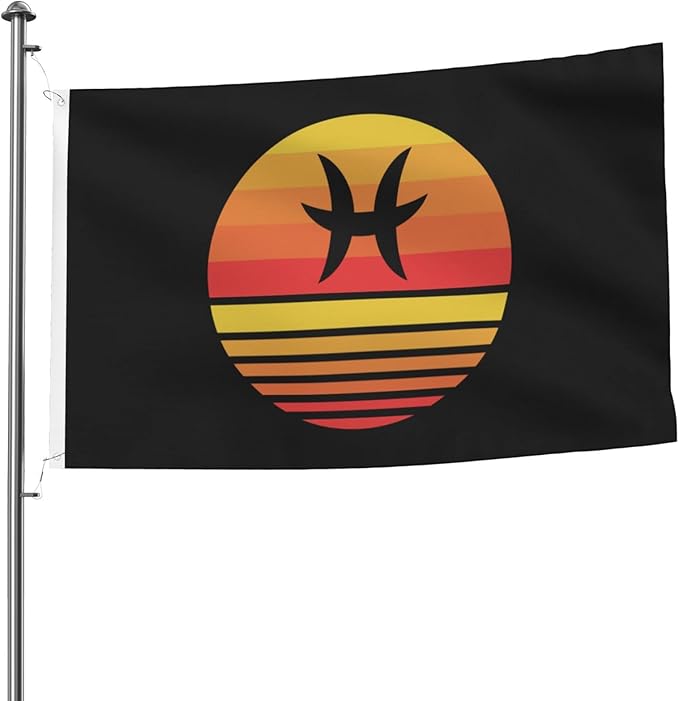 Double-Sided Zodiac Sign Pisces Symbol Flag 5x8 Ft Durable Outdoor Banner 100% Polyester Home Patio Decor Flags