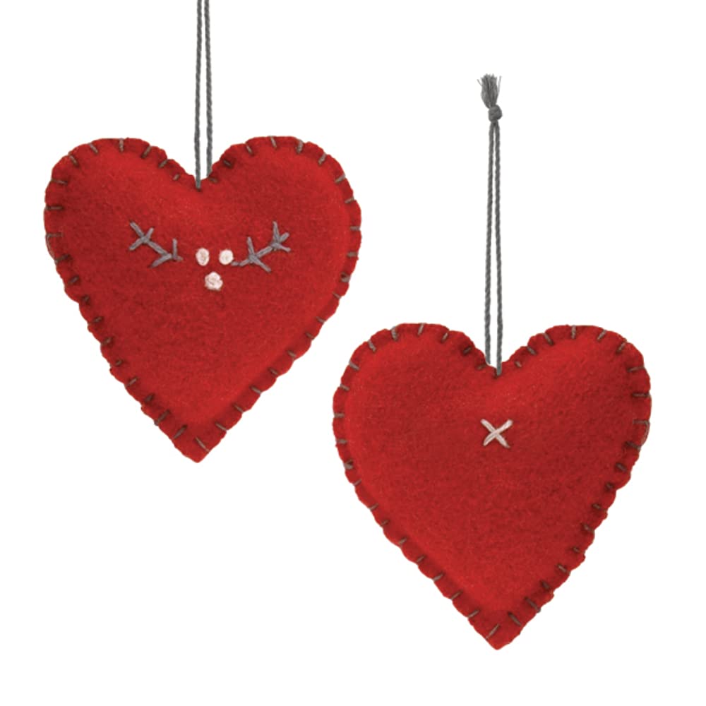 Crafty Capers Red Felt Hanging Heart Christmas Home Decoration - Small 4cm