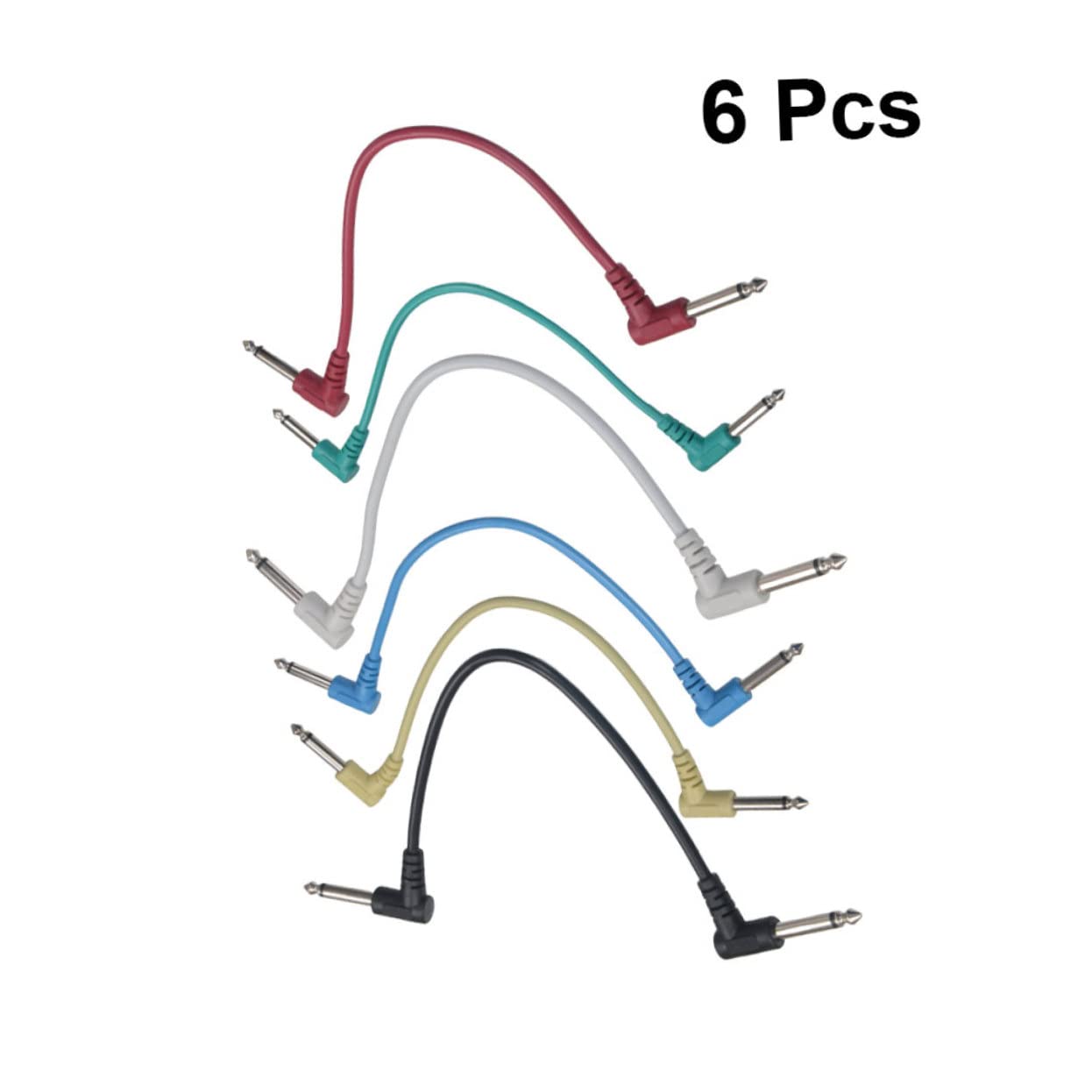 Hemoton 6pcs Guitar Effector Cables Guitar Patch Cable for Guitar Effects Pedal Right Angle Elbow Cable Reliable
