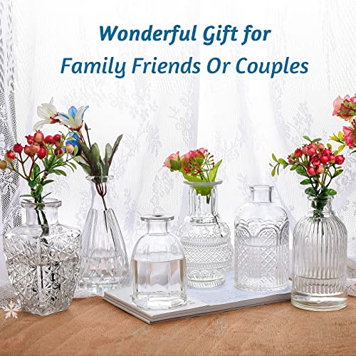 Glass Vase Bud Vase In Bulk Set Of 12，Small Vintage Flower Bottle Petite Glass Flower Vase For Floral Arrangements, Decorative Centerpiece,Table Decor,Home Wedding Party #TOP5