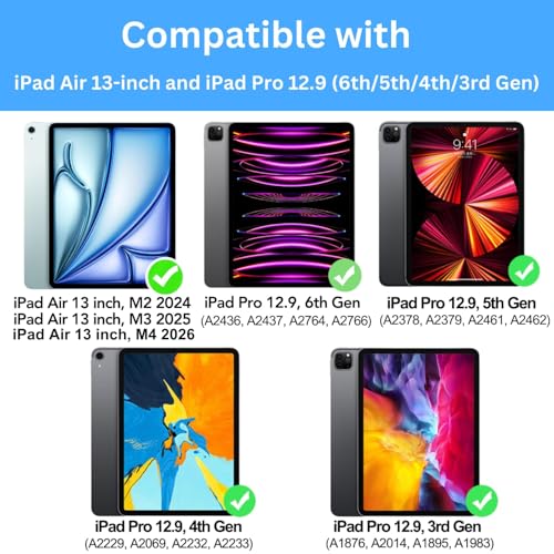 Image of Keyboard Case for iPad Air 13 (M4 2026 /M3 2025 /M2 2024) and iPad Pro 12.9 inch 6th /5th /4th /3rd Generation-Magic-Style Magnetic Keyboard Case with Multi-Touch Trackpad - Floating Cantilever Stand