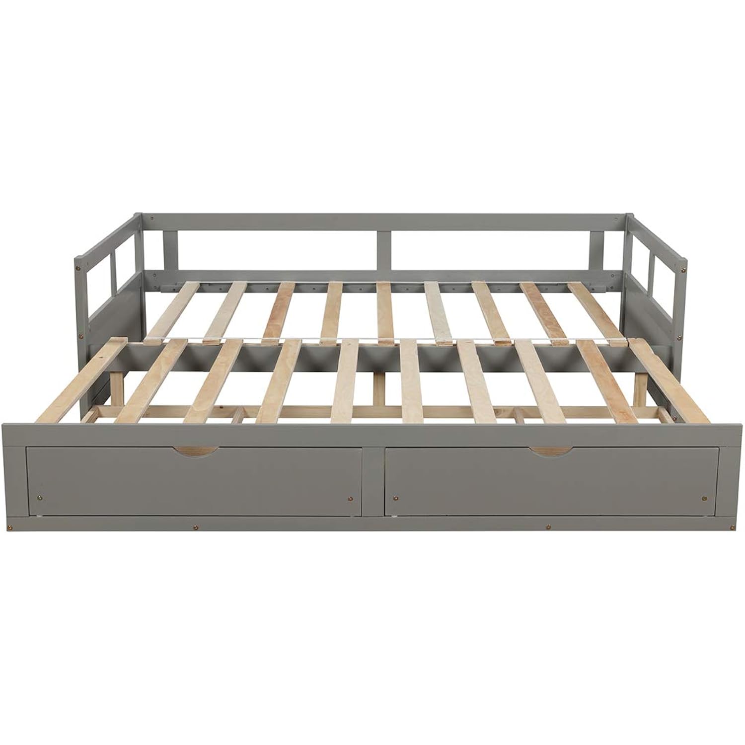 Extendable Bed Daybed with Storage Drawers, Wooden Sofa Bed