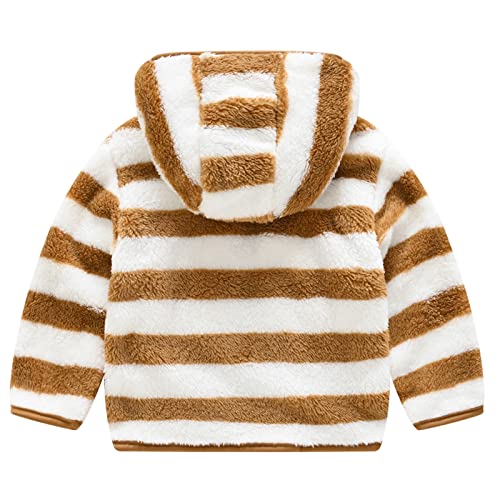 Toddler Boys Girls Thick Fleece Jacket Fashion Stripe Hooded Coat Soft Long Sleeve Windproof Outwear Sweaters Jackets2