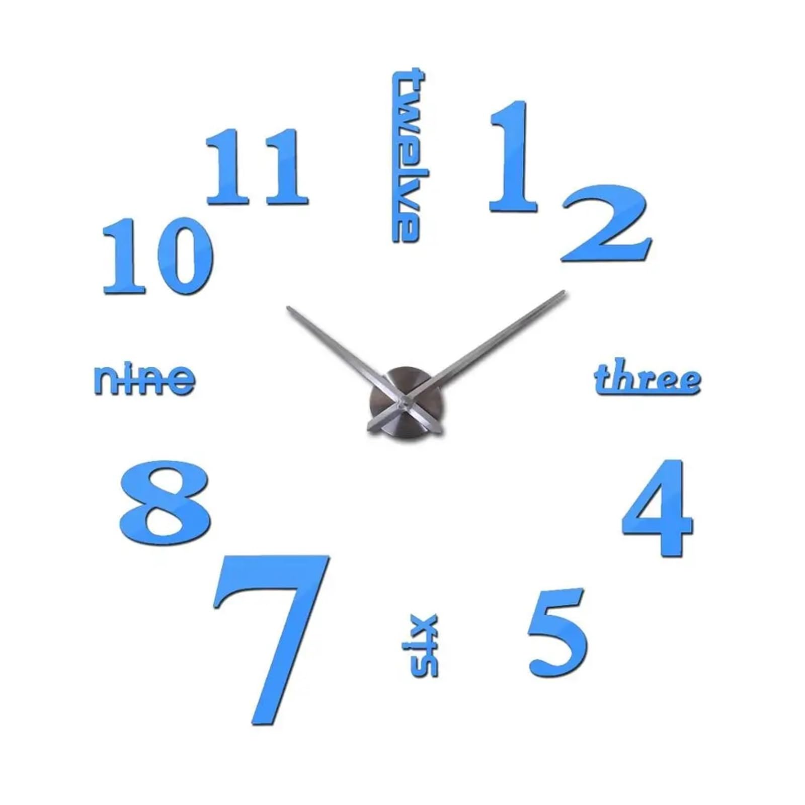 VFDVSWZSA Stylish wall clock, Mirror Wall Clock 3d Big Quartz Watch Clocks Living Room Home Decoration Stickers(Light Blue,37inch)
